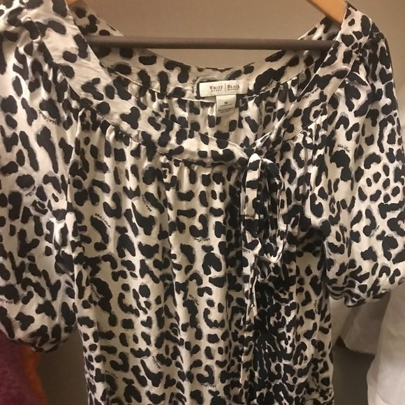 Black and White leopard print silk shirt - Picture 1 of 3
